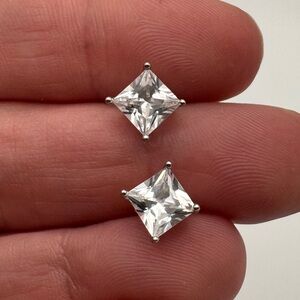 Sterling Silver 925 Square Gemstone Stud Earrings